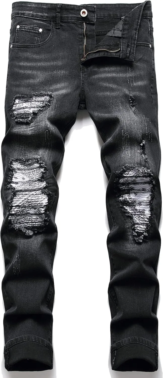Men's Fashion Washed Straight Fit Slim Jeans