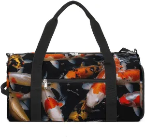 Mens Womens Gym Bag, Japan Fancy Carp Fishes Print Duffle Bags,travel Gym Duffle Bag,garment Duffle Bag,gym Bag with Shoe Compartment