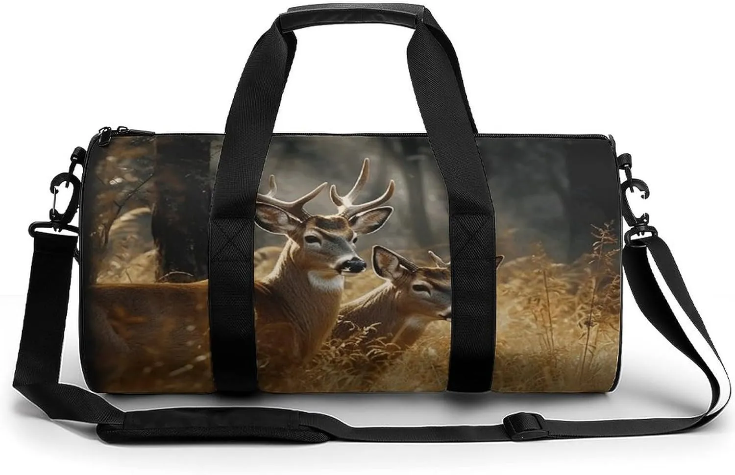 Mens Womens Gym Bag, Nature Wild Animal Deers Print Duffle Bags,travel Gym Duffle Bag,garment Duffle Bag,gym Bag with Shoe Compartment, 17.7in/9in/9in