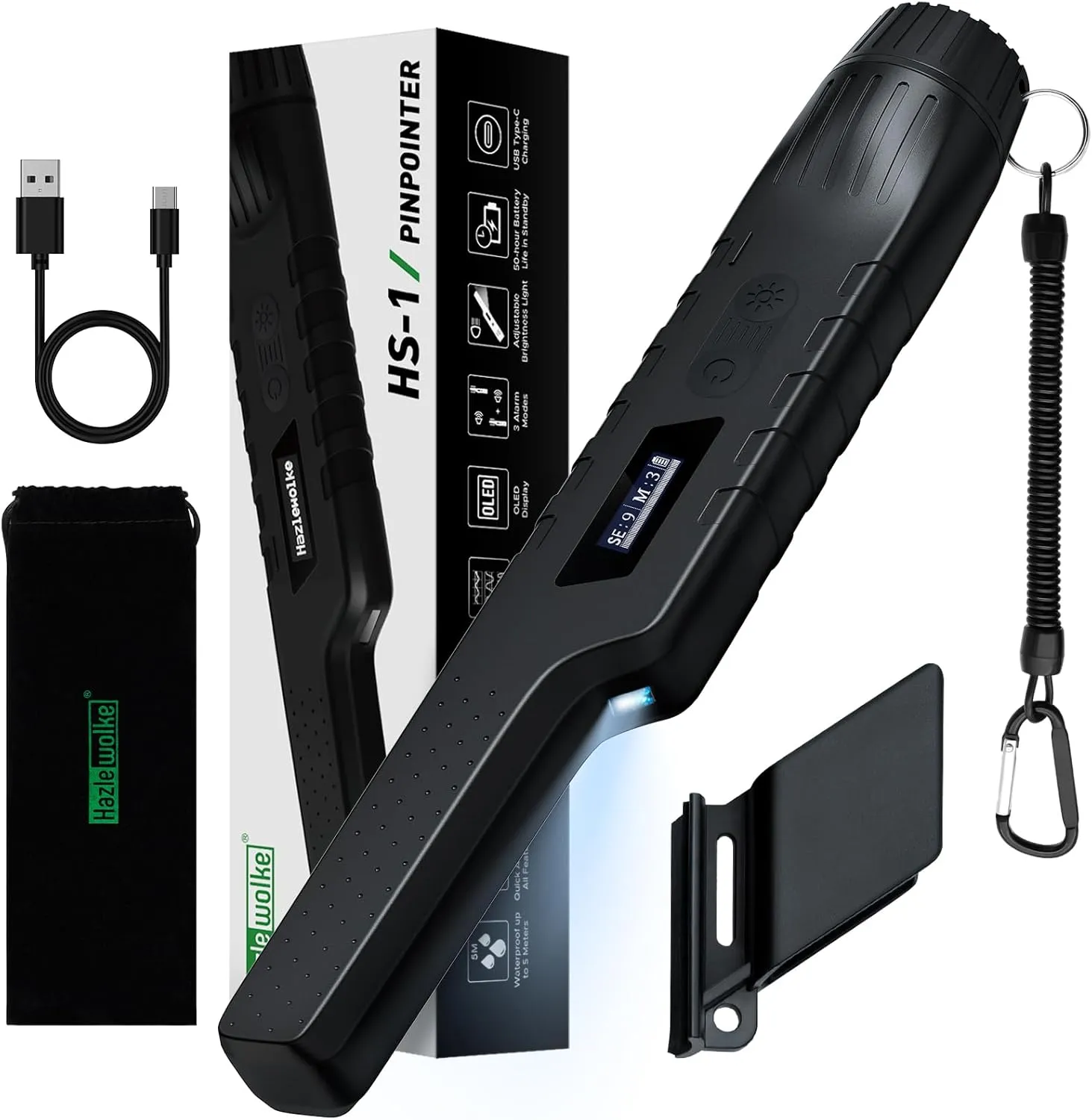 Metal Detector Pinpointer Chargeable - Waterproof Hand-held Metal Detectors Wand with One-Key Interference Elimination, Superhet-Tec Pin Pointer Metal Detector Accessories for Adults&Kids