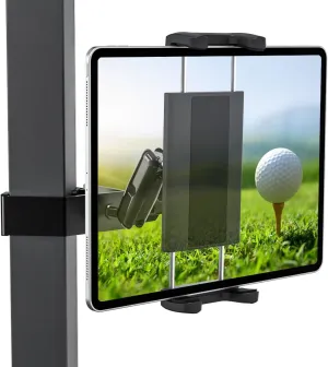 Metal Golf Cart Tablet Holder Phone Mount, Flexible Clamp Square Tube Tablet Holder Compatible with EZGO/Club Car/Yamaha for iPad Pro 12.9 Air Mini, Galaxy Tabs, iPhone, All 4-13 in Device