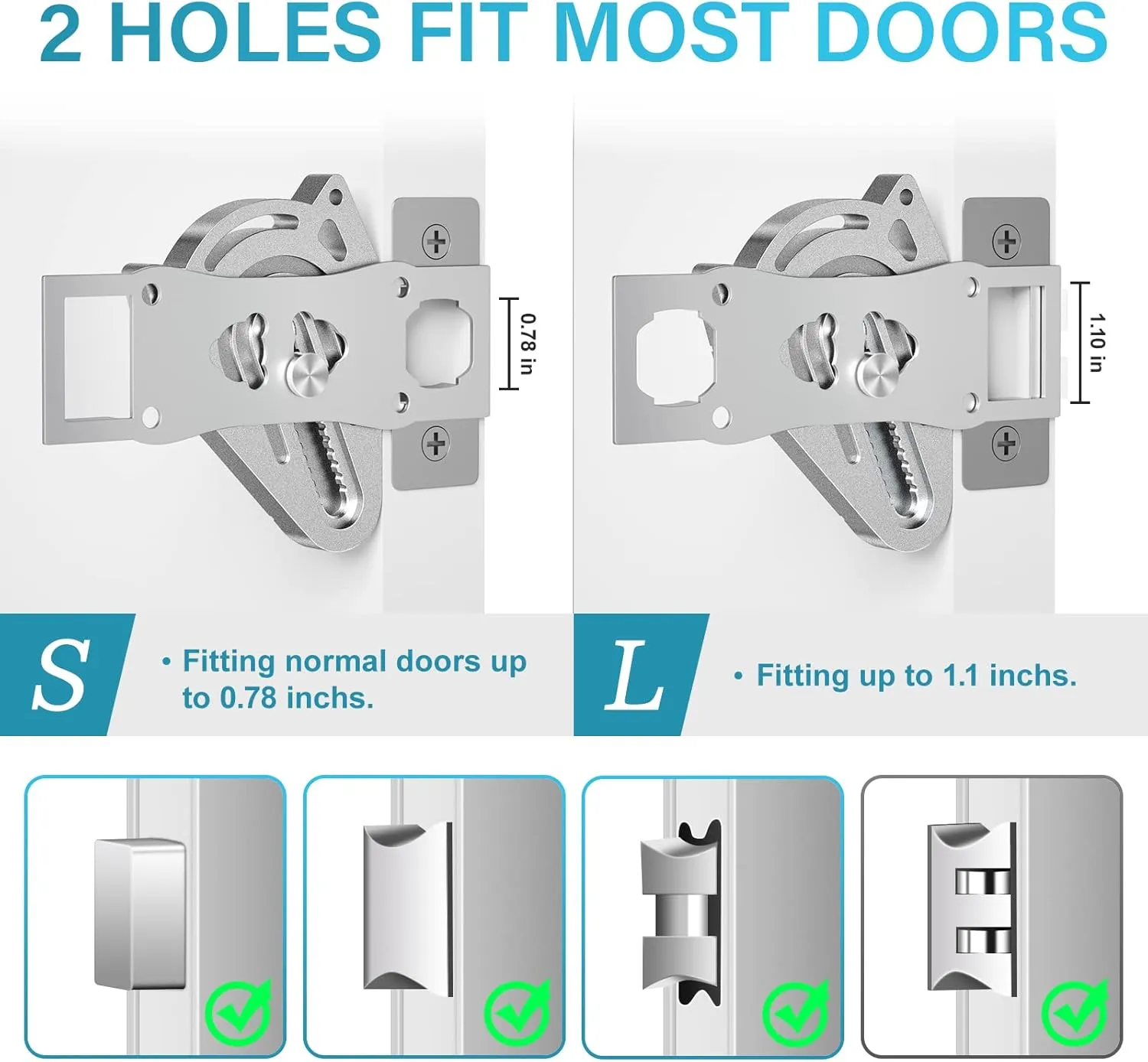 Metal Portable Door Lock for Travel Hotel Room Safety - Hotel Door Locks for Travelers Security, Extra Door Lock from Inside, Apartment Room Security Latches & Bolts Travel Essentials, Gray