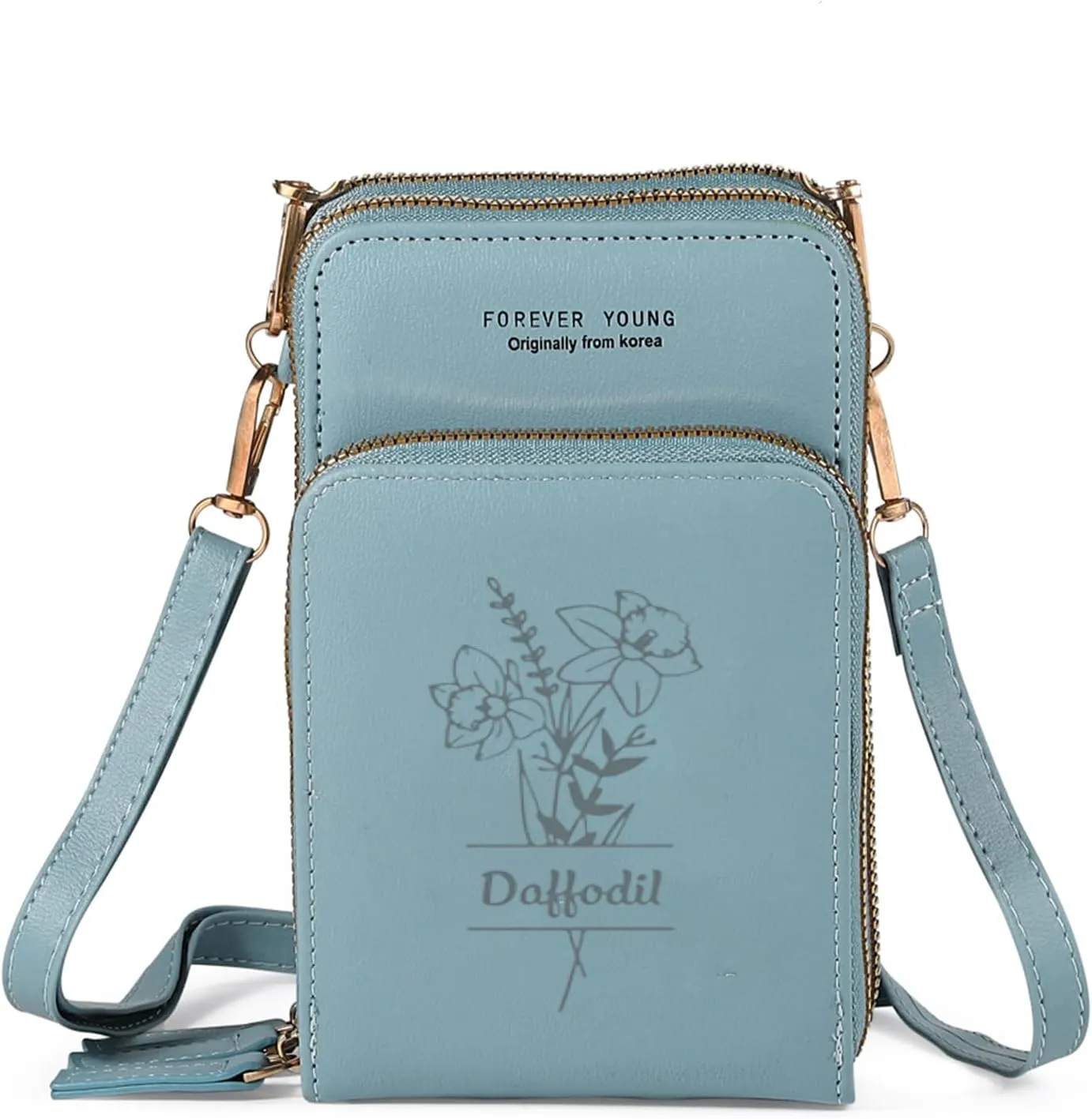 Mini Crossbody Bags for Women Custom Name Small Purse Personalized Birth Flower Womens Crossbody Wallet Cellphone Purse (Blue)