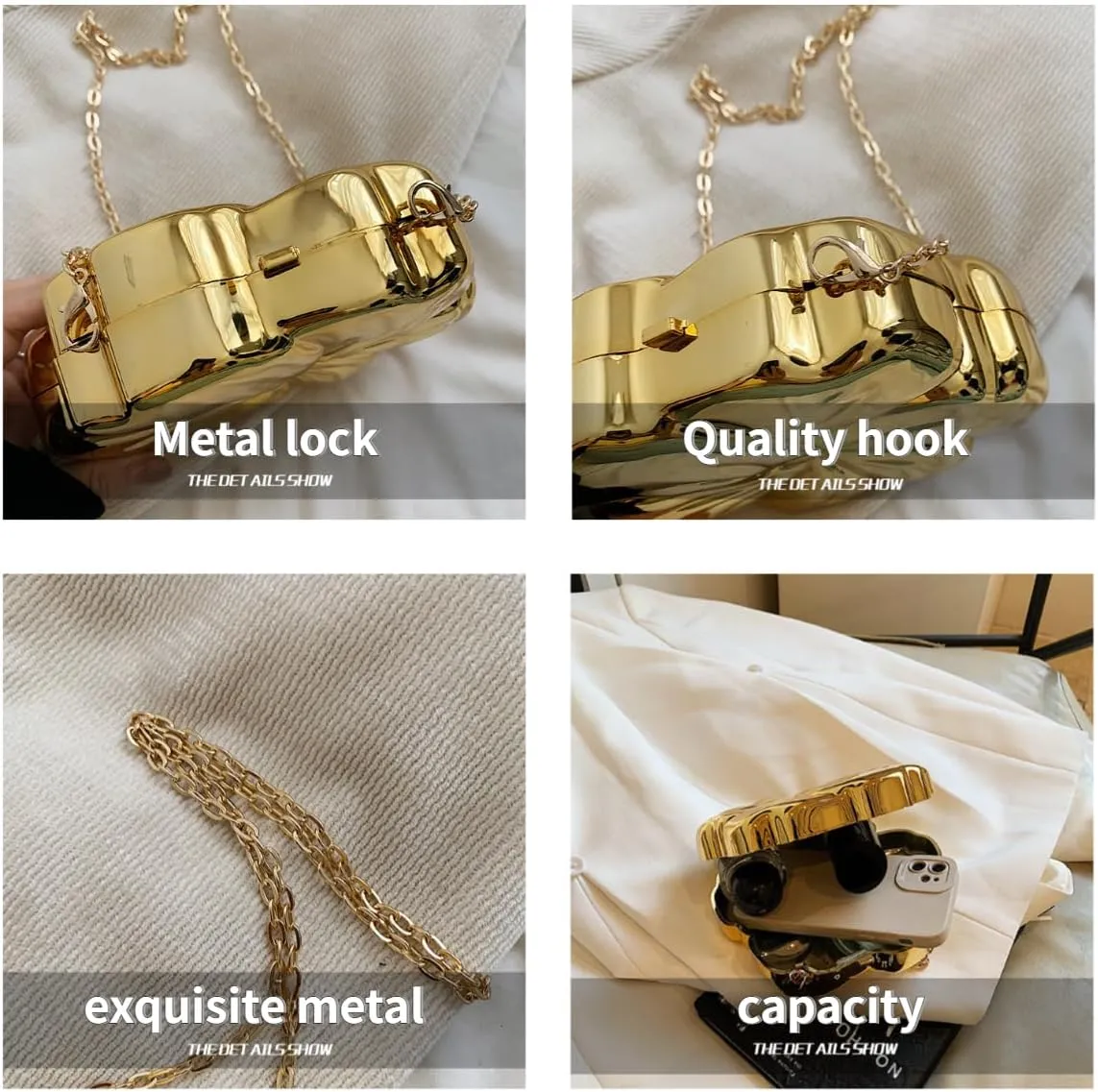 Mini Crossbody Purse Y2k Small Belt Bag Women Metal Gold Purses Vintage 2000s Accessories