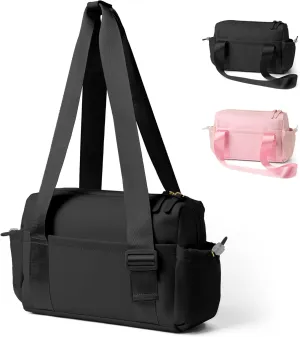 Mini Gym Bag for Women with Adjustable Wide Strap - Lightweight Waterproof Duffle & Crossbody Travel Bag with Wet/Dry Compartments, Multi-Pocket Design for Gym Clothes & Essentials（Black）