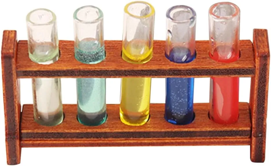 Mini Test Tubes - Furniture Dollhouse Toy Doll House Furniture Miniature Test Tube Model Science Tube Rack Mini Props Small House Accessories Household Glass Shelf