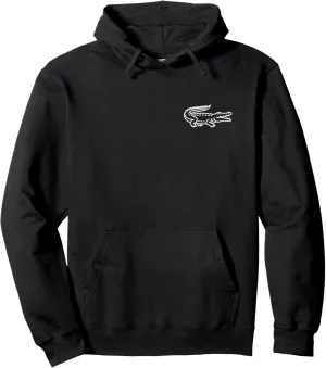 Minimalist Crocodile Badge Pocket Icon Wildlife Enthusiasts Pullover Hoodie