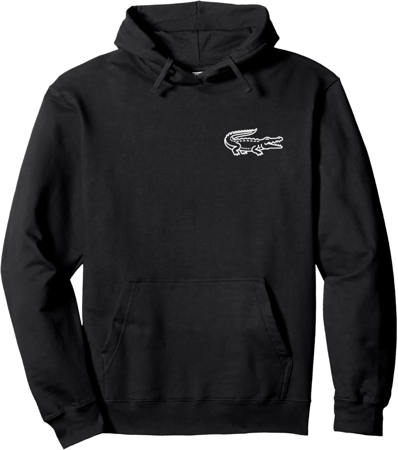 Minimalist Crocodile Badge Pocket Icon Wildlife Enthusiasts Pullover Hoodie