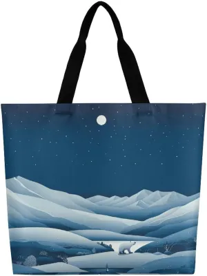 Minimalist Landscape Tote Bag Large Reusable Grocery Bag Fasion Handbag Women Casual Shoulder Bag for Office Shopping Travel