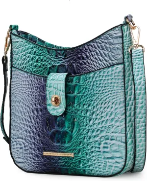 MKF Collection Women Shoulder Bag, Gradient Rainbow Crocodile Embossed Vegan Leather Handbag Purse by Mia K