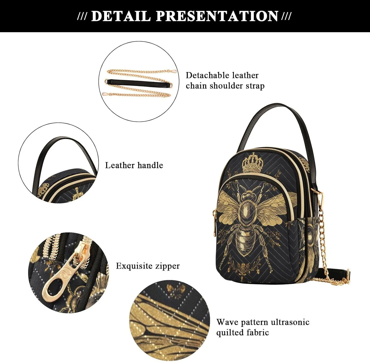 MNSRUU Quilted Crossbody Bags for Women Trendy, Women's Crossbody Handbags Goth Skull Travel Cell Phone Purses Bags