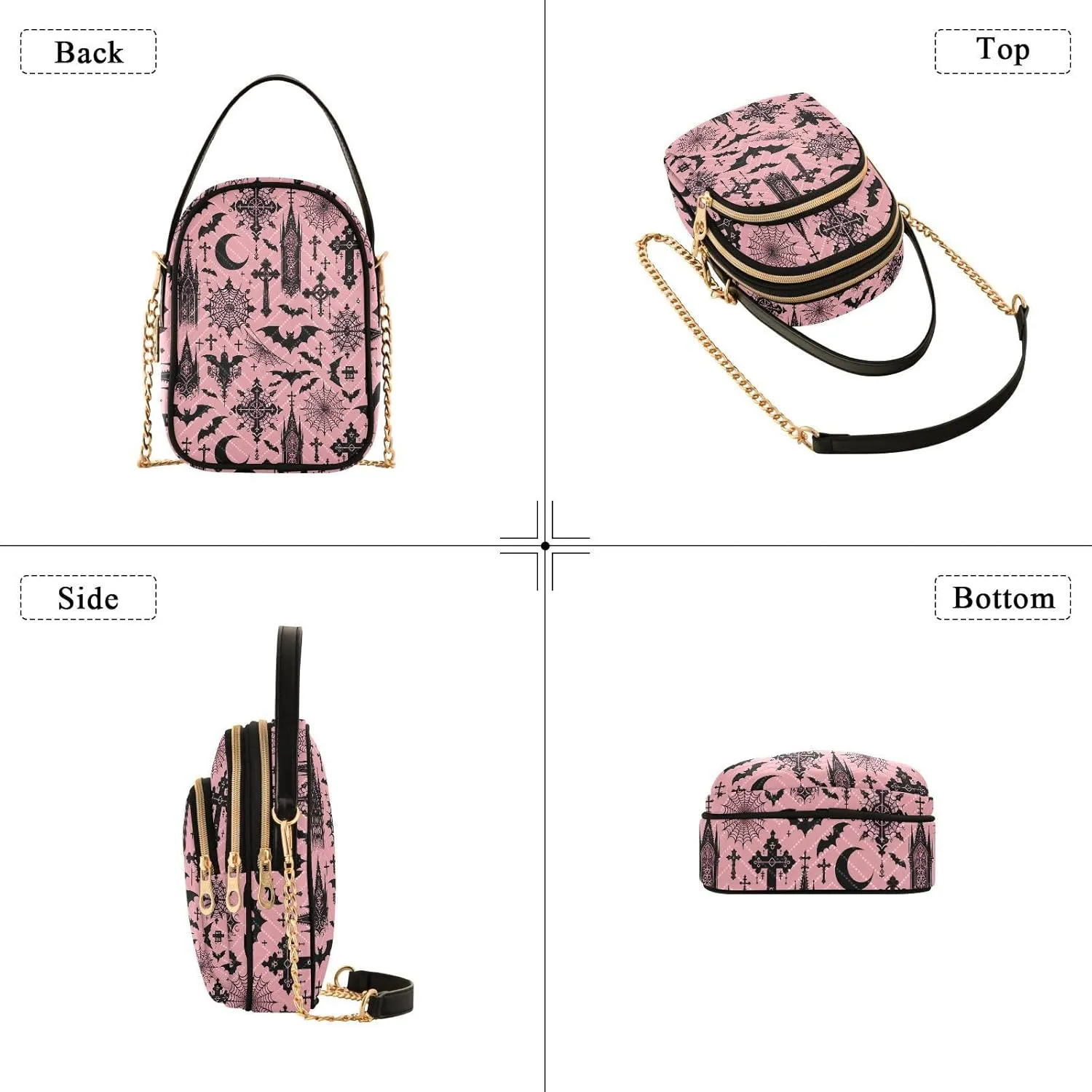 MNSRUU Quilted Crossbody Bags for Women Trendy, Women's Crossbody Handbags Goth Skull Travel Cell Phone Purses Bags