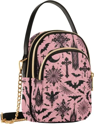 MNSRUU Quilted Crossbody Bags for Women Trendy, Women's Crossbody Handbags Goth Skull Travel Cell Phone Purses Bags