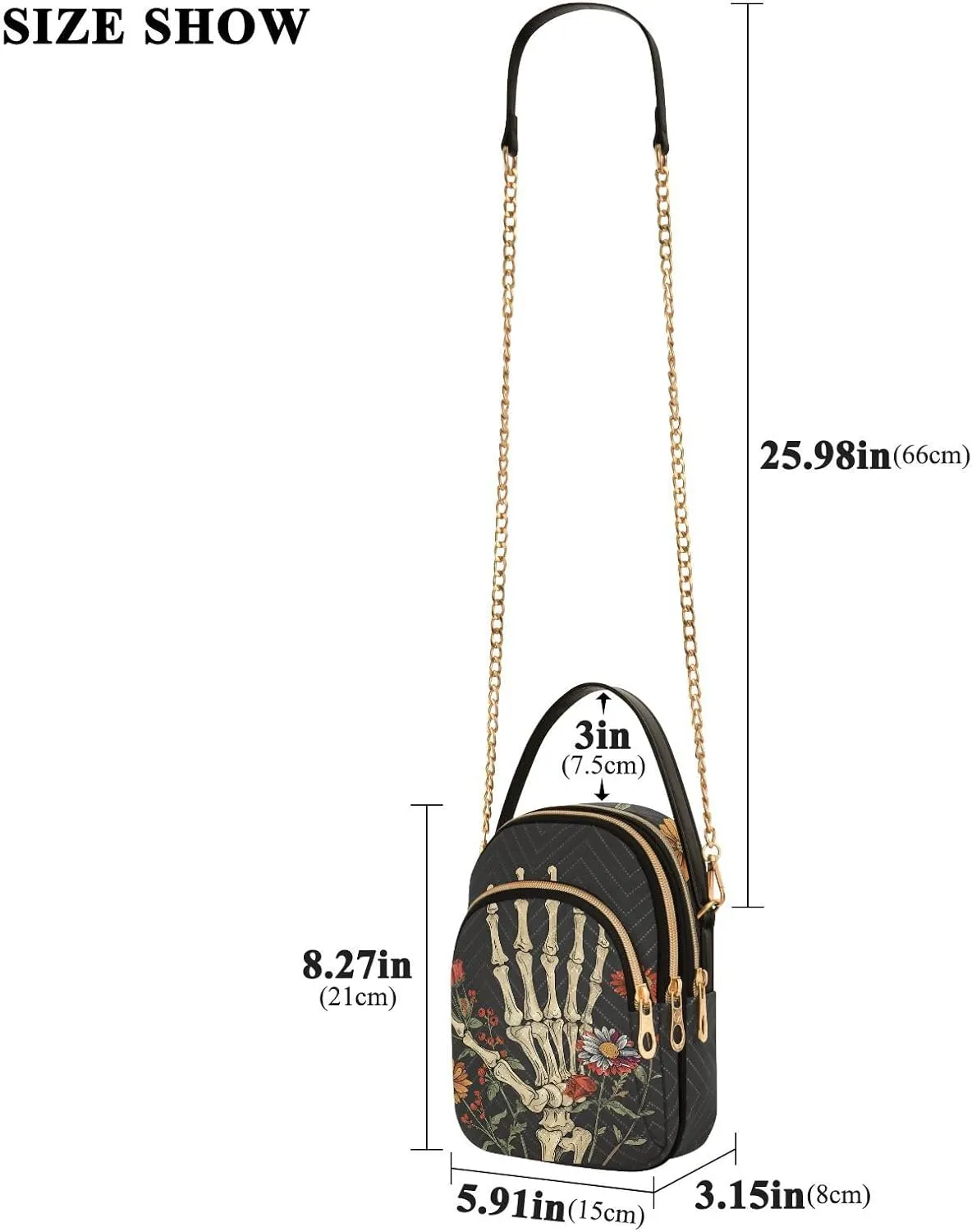MNSRUU Quilted Crossbody Bags for Women Trendy, Women's Crossbody Handbags Gothic Bats Travel Cell Phone Purses Bags