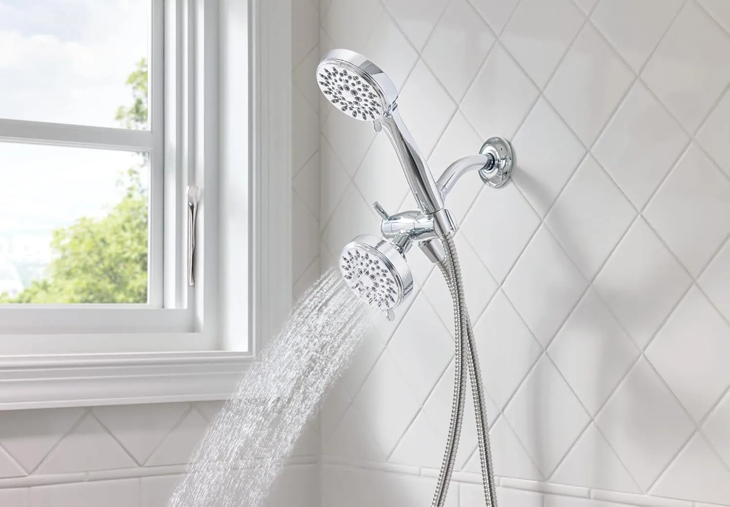 Moen 20016 Ignite Dual Hand Held And Multi Function Shower Head Combo Package With Hose And Diverter, Chrome, 3.75"