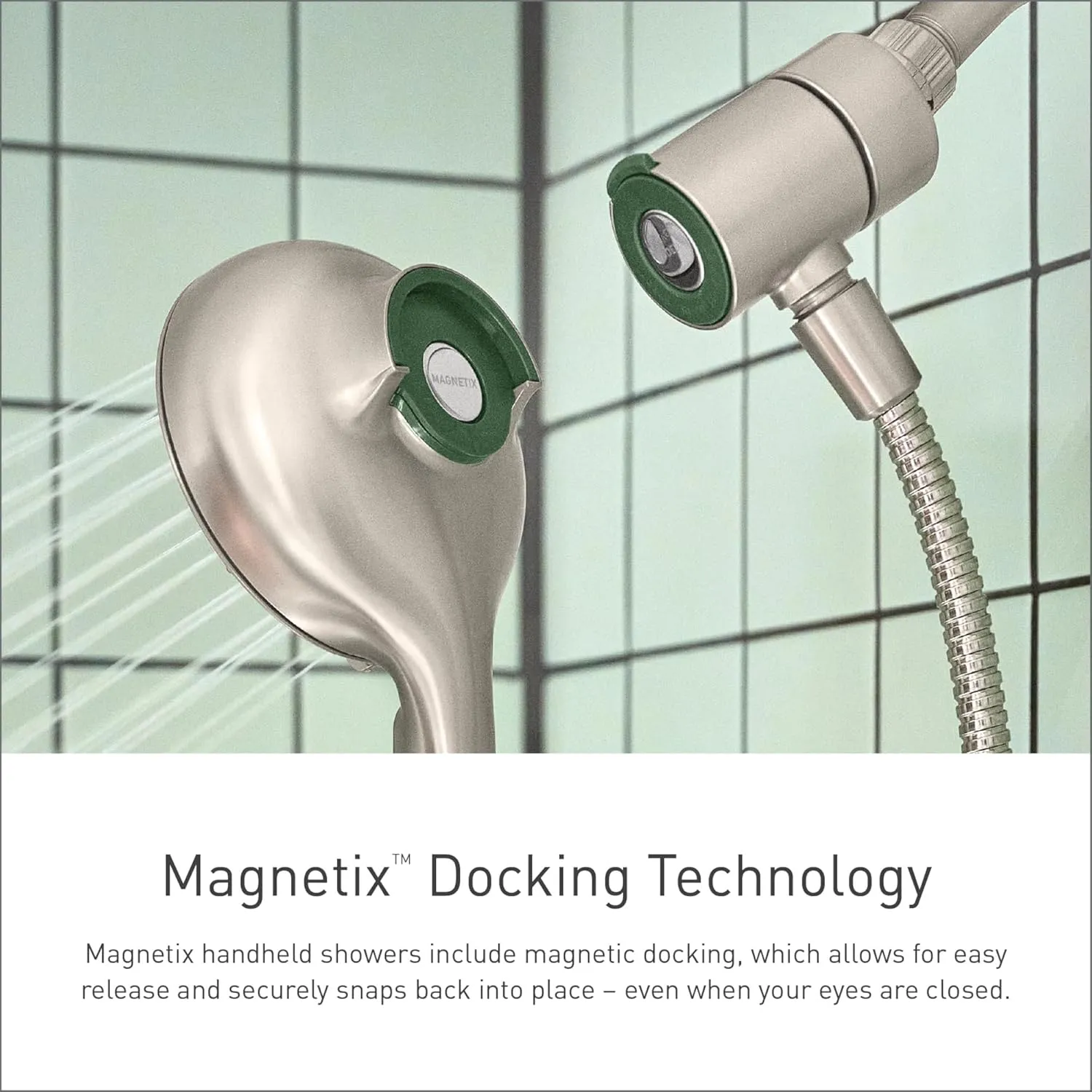 Moen Engage Matte Black Magnetix 2-in-1 Combo Rain Showerhead with Detachable Handheld Shower Spray, Featuring Magnetic Docking System, 26009BL