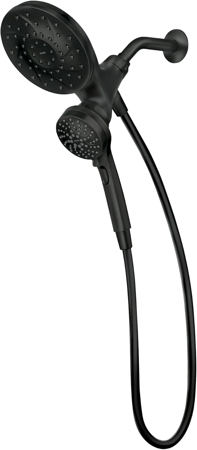 Moen Engage Matte Black Magnetix 2-in-1 Combo Rain Showerhead with Detachable Handheld Shower Spray, Featuring Magnetic Docking System, 26009BL