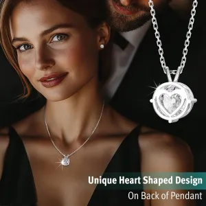 Moissanite Necklace for Women - Moissanite Pendant for Women, Solitaire Necklace, Lab Created, Sterling Silver, Heart Shaped Back, Round, 1-3 Carat