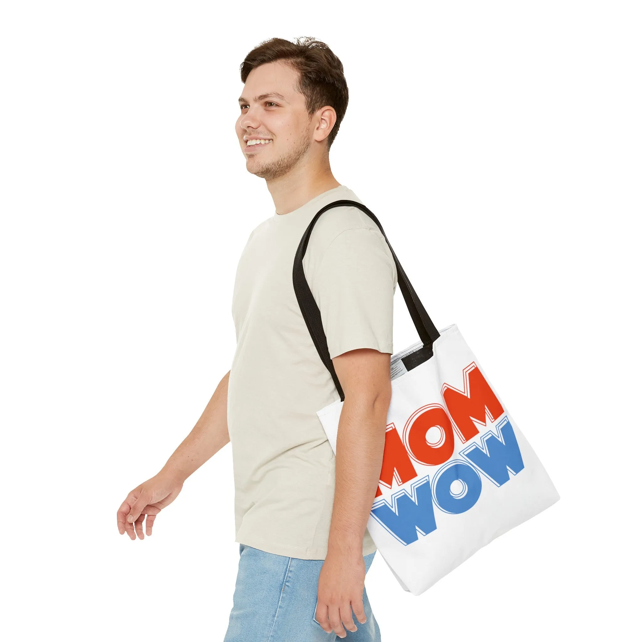 Mom Wow White Tote Bag (AOP)