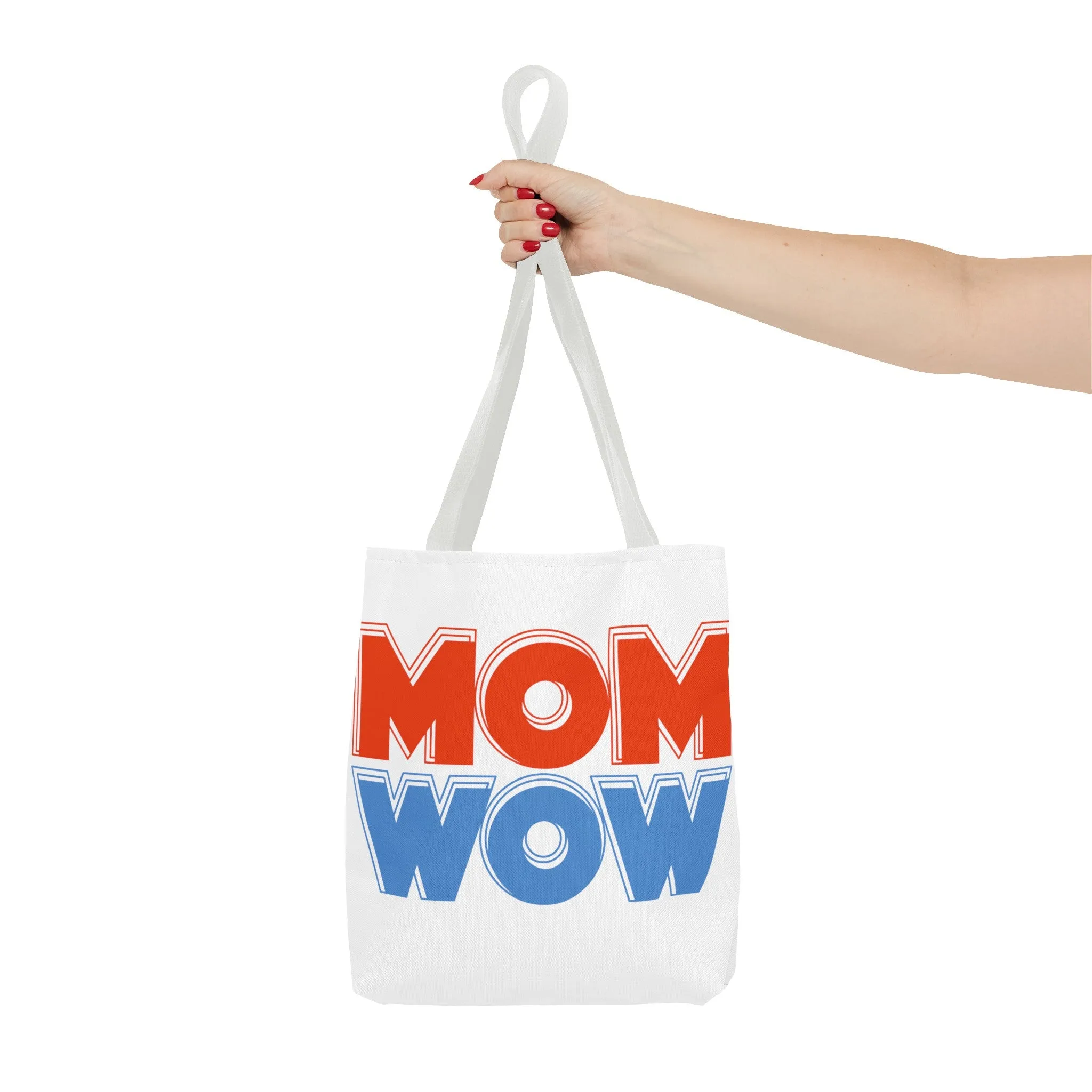 Mom Wow White Tote Bag (AOP)