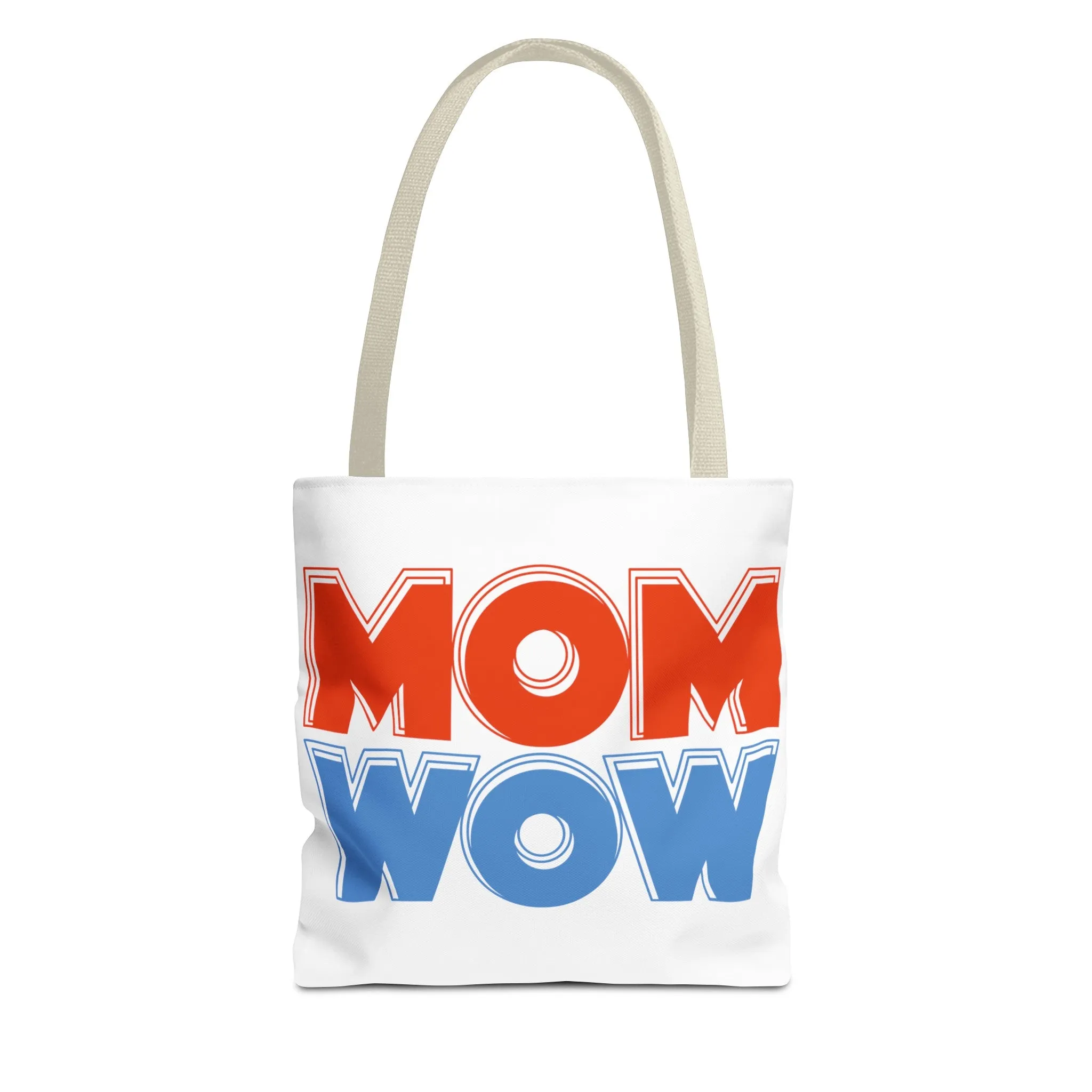 Mom Wow White Tote Bag (AOP)