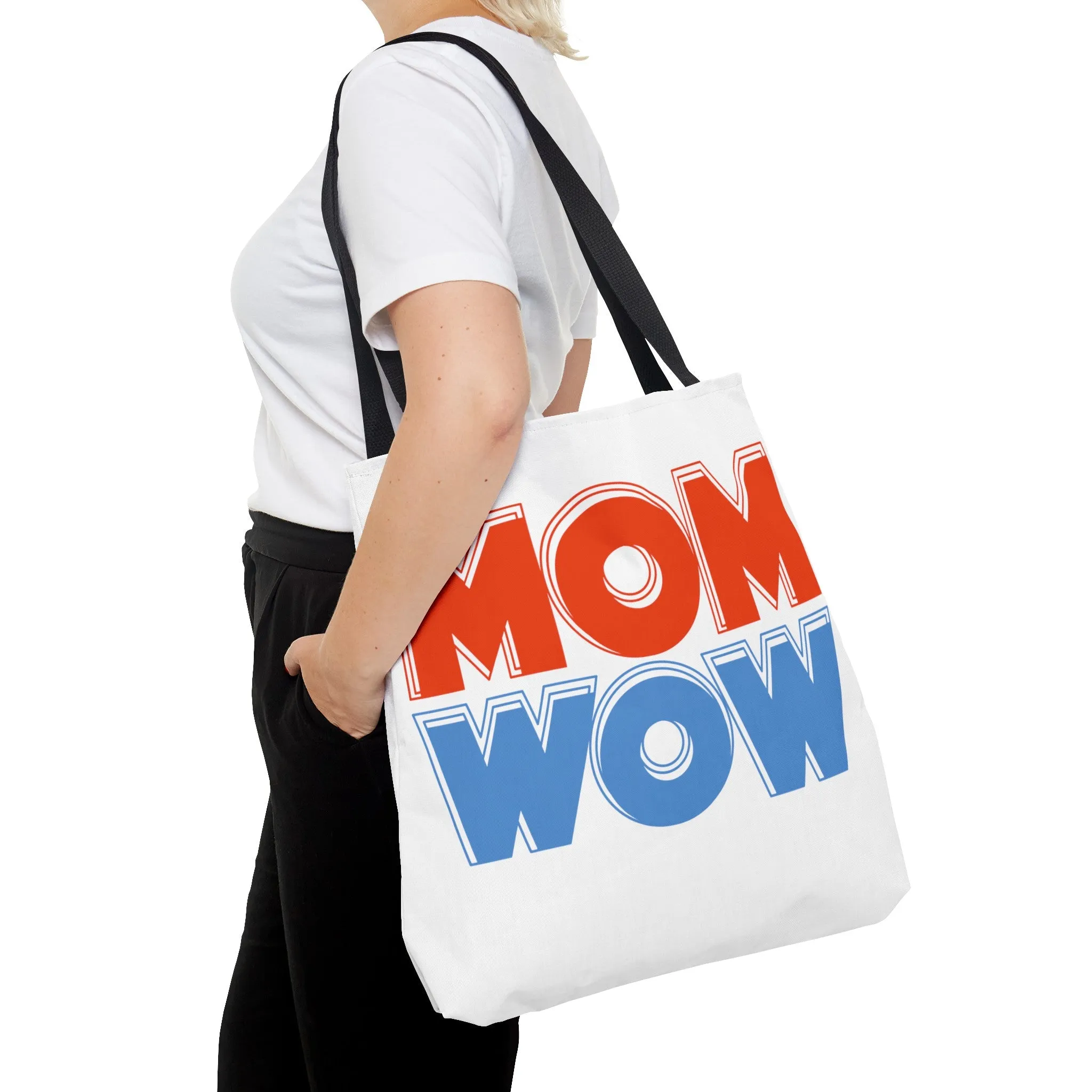 Mom Wow White Tote Bag (AOP)