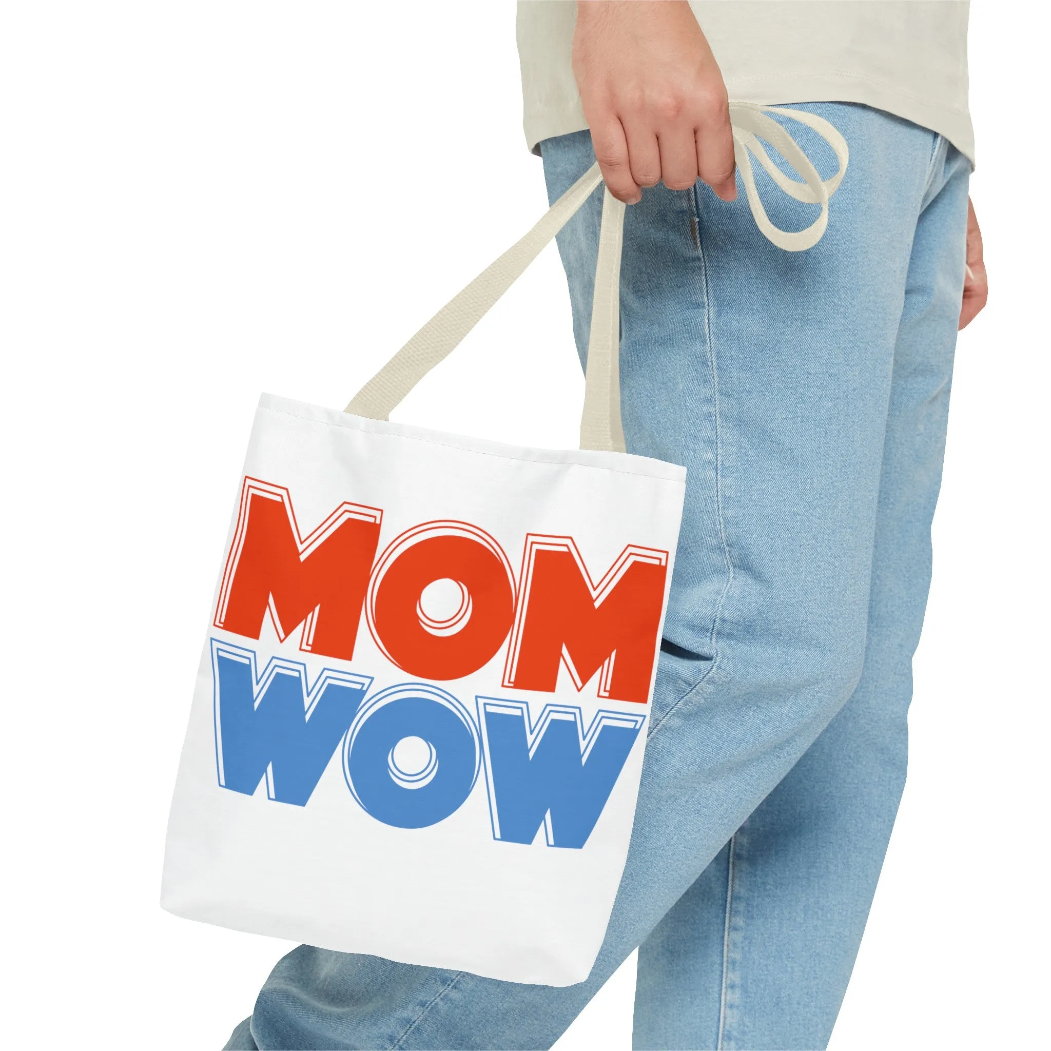 Mom Wow White Tote Bag (AOP)