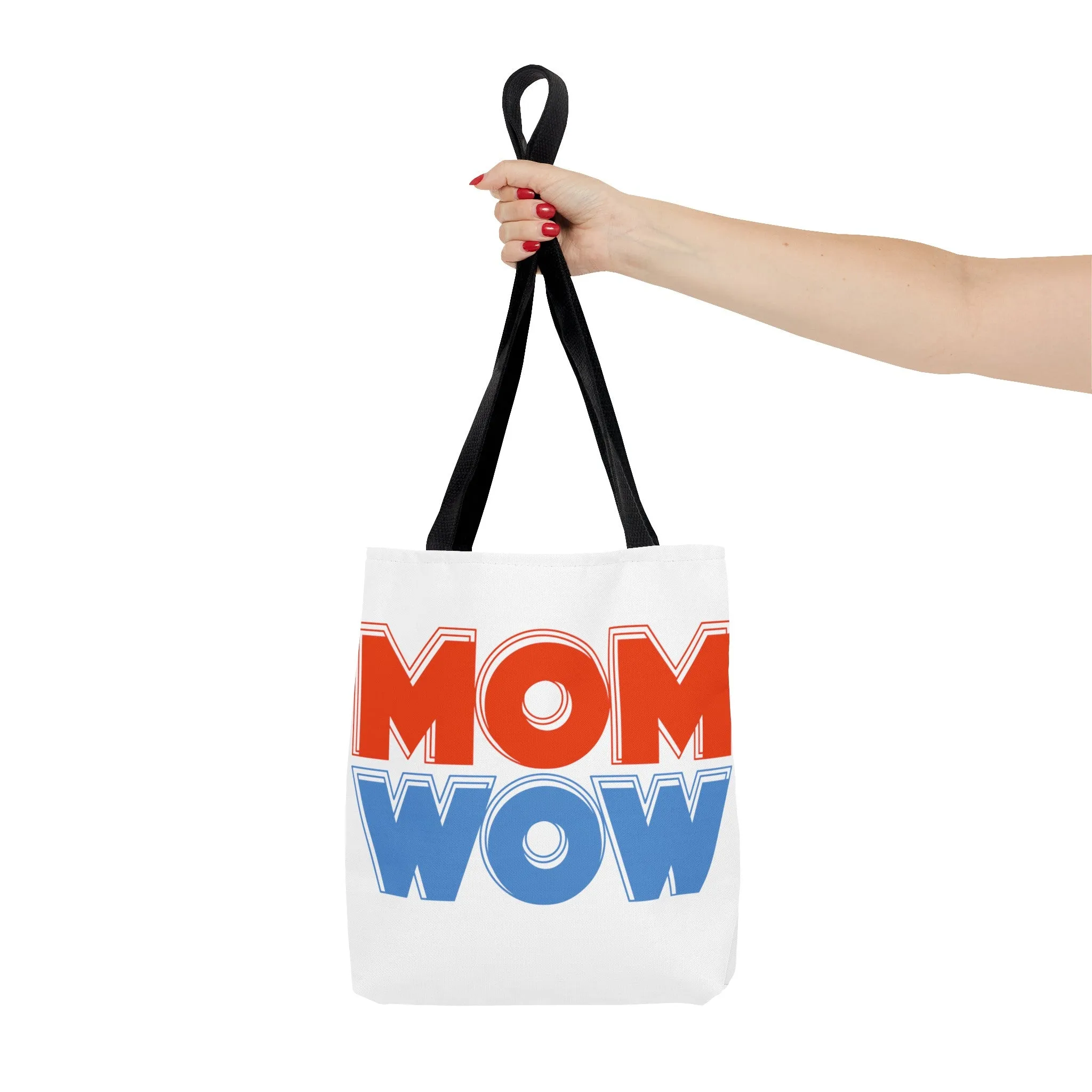 Mom Wow White Tote Bag (AOP)