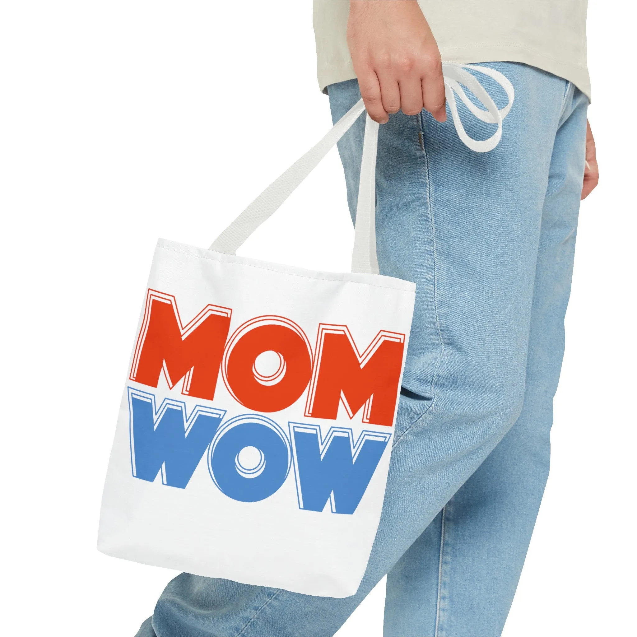Mom Wow White Tote Bag (AOP)