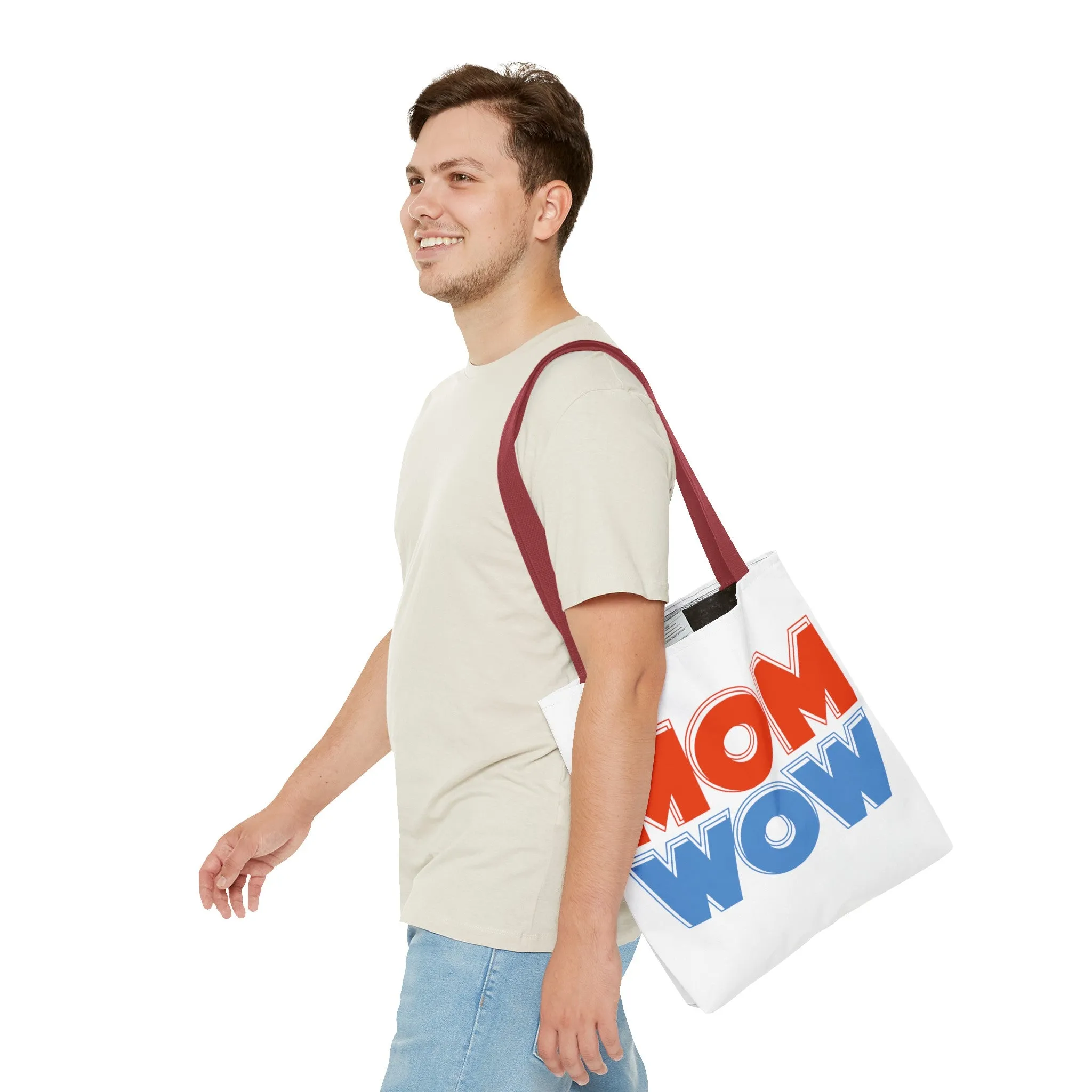 Mom Wow White Tote Bag (AOP)