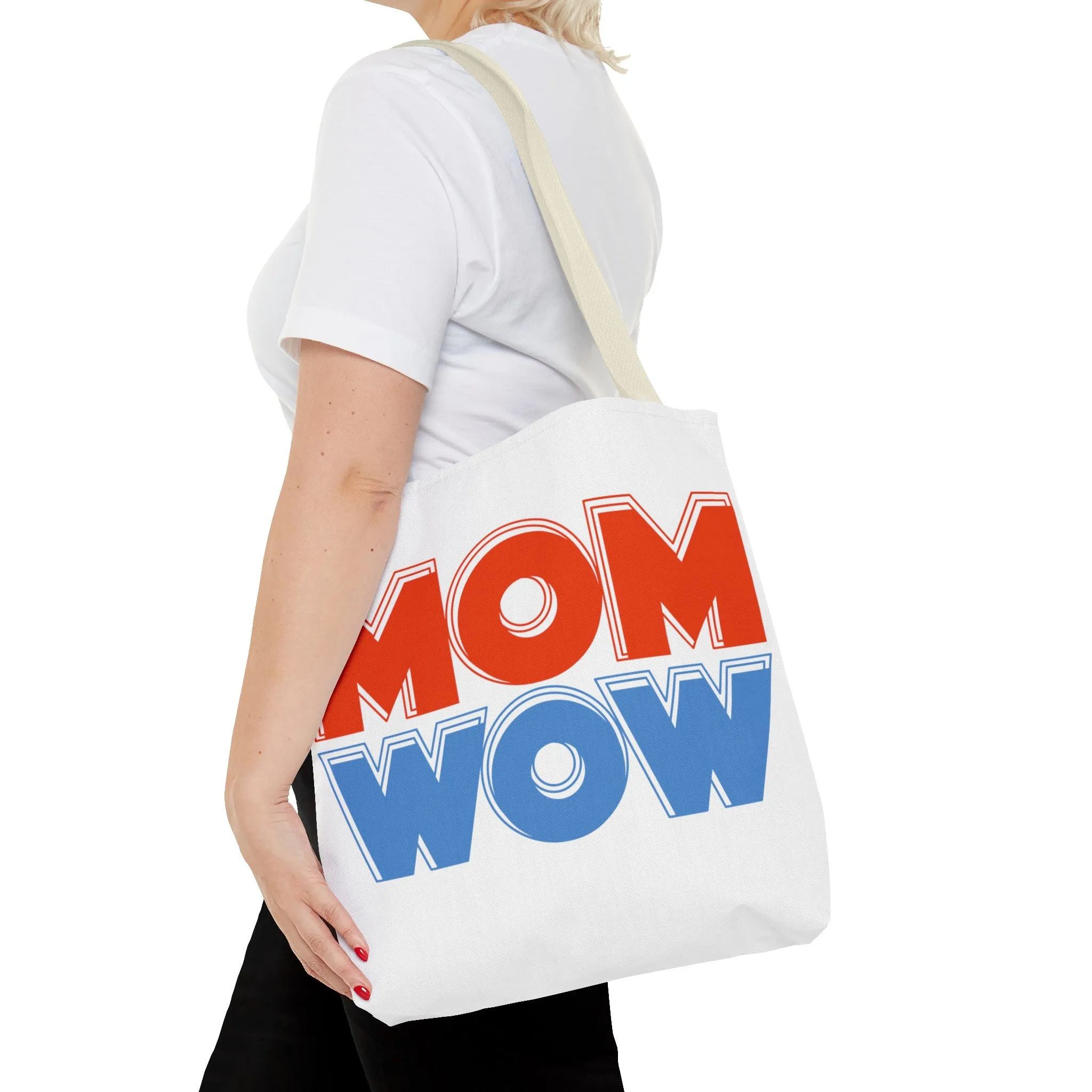 Mom Wow White Tote Bag (AOP)
