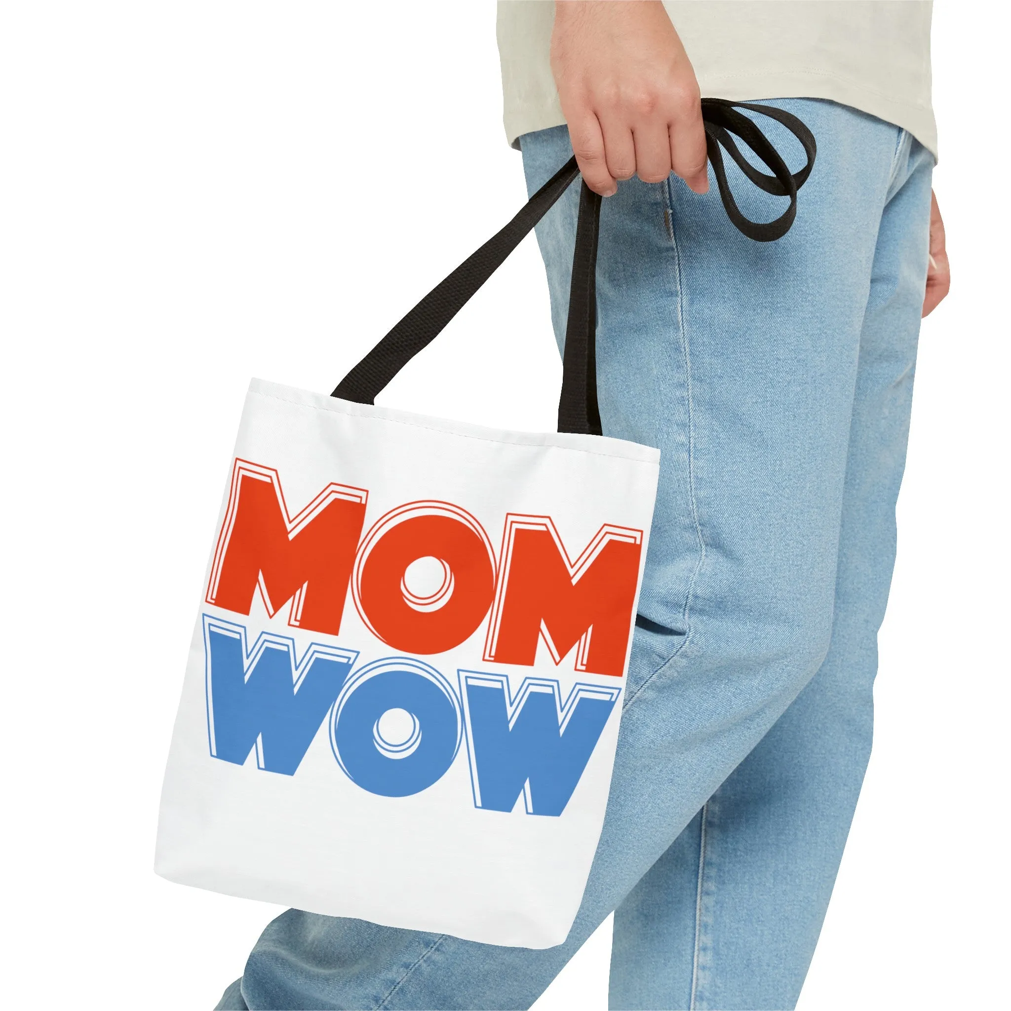 Mom Wow White Tote Bag (AOP)