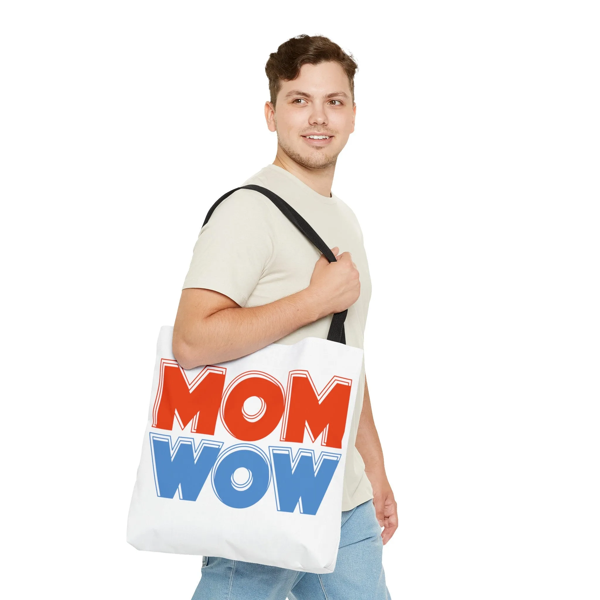 Mom Wow White Tote Bag (AOP)