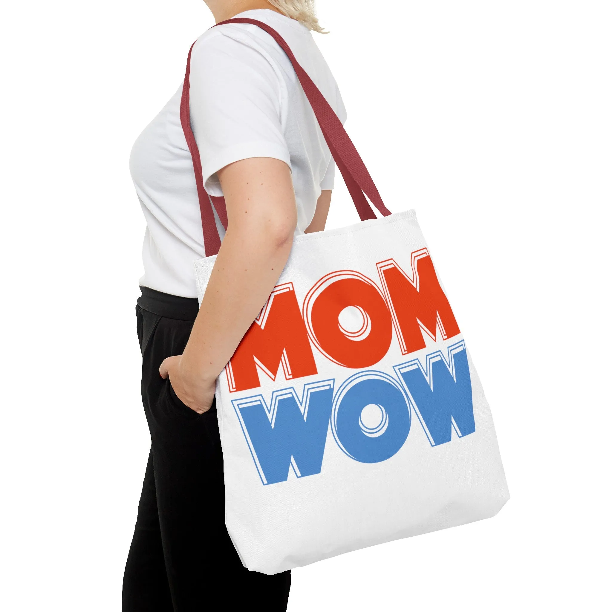 Mom Wow White Tote Bag (AOP)