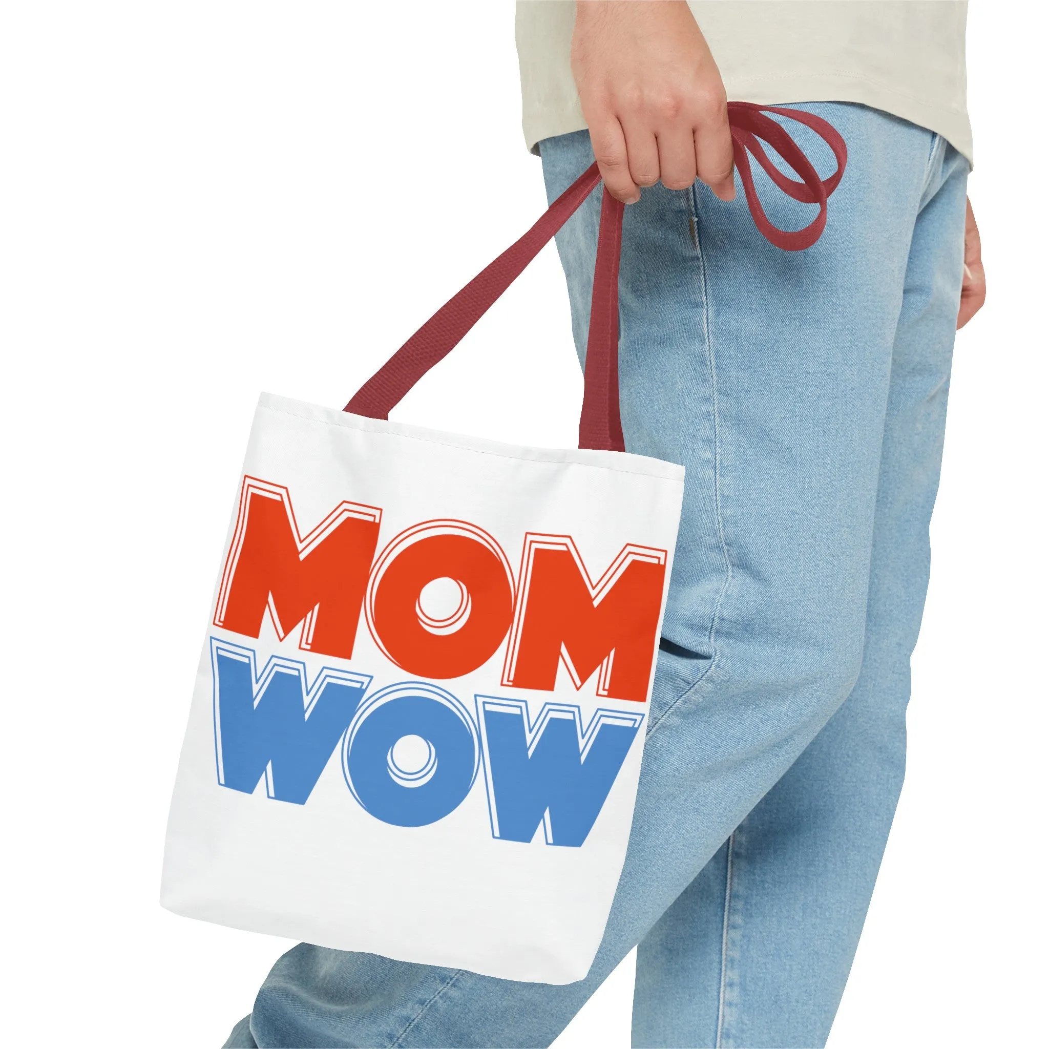 Mom Wow White Tote Bag (AOP)