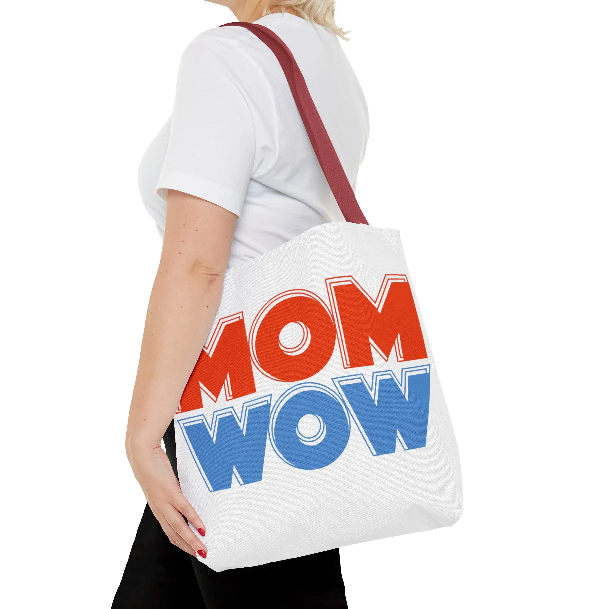 Mom Wow White Tote Bag (AOP)