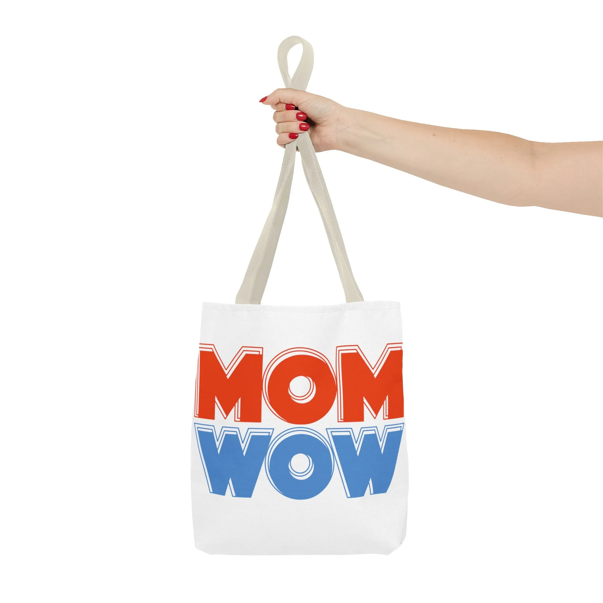 Mom Wow White Tote Bag (AOP)