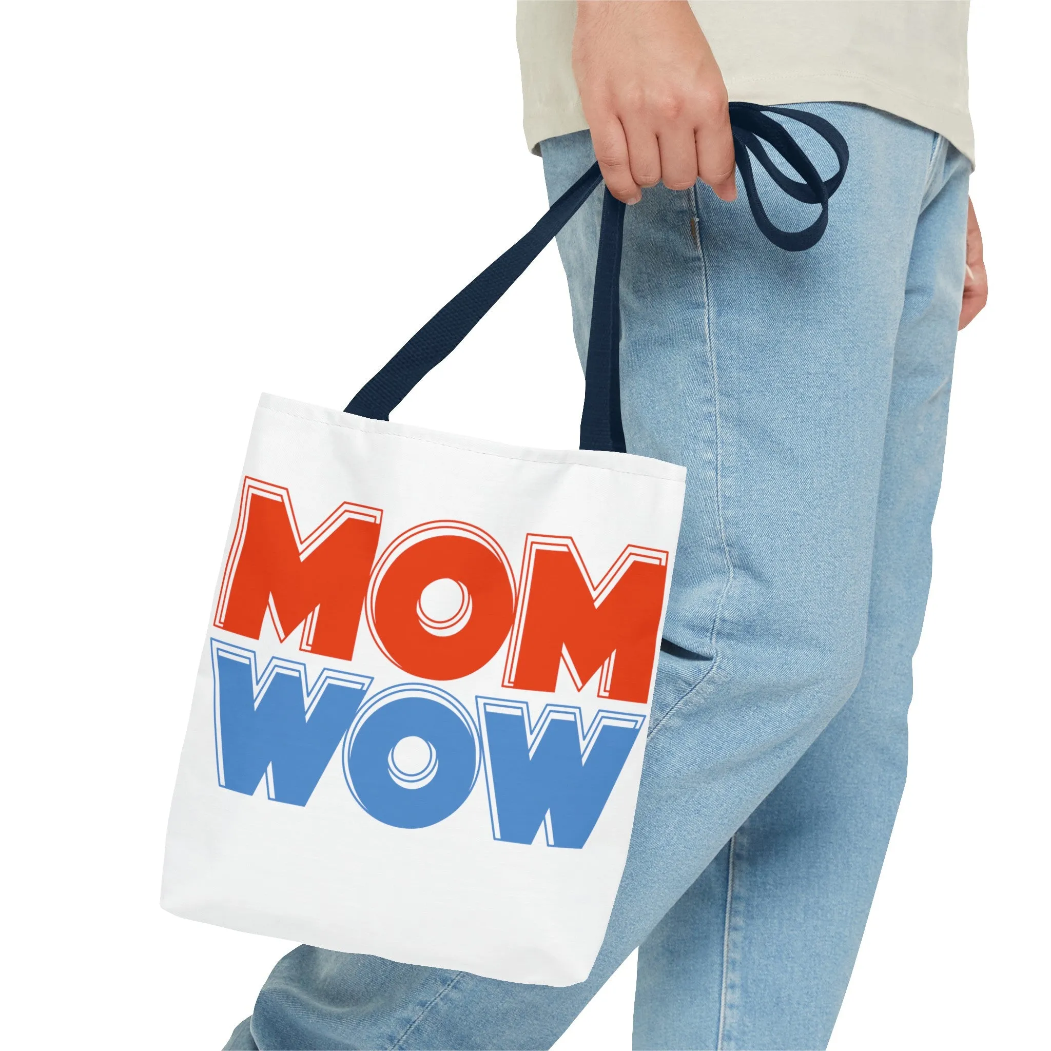 Mom Wow White Tote Bag (AOP)