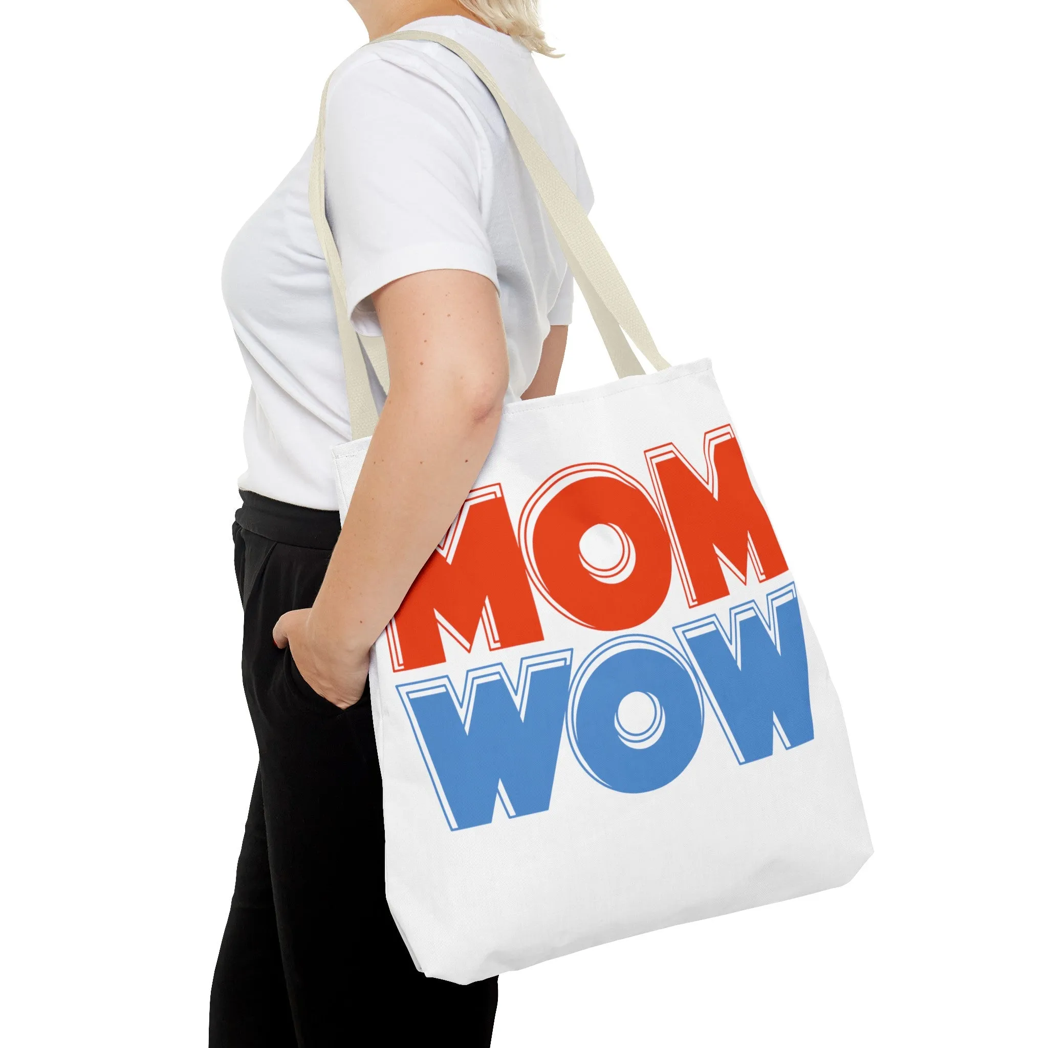 Mom Wow White Tote Bag (AOP)