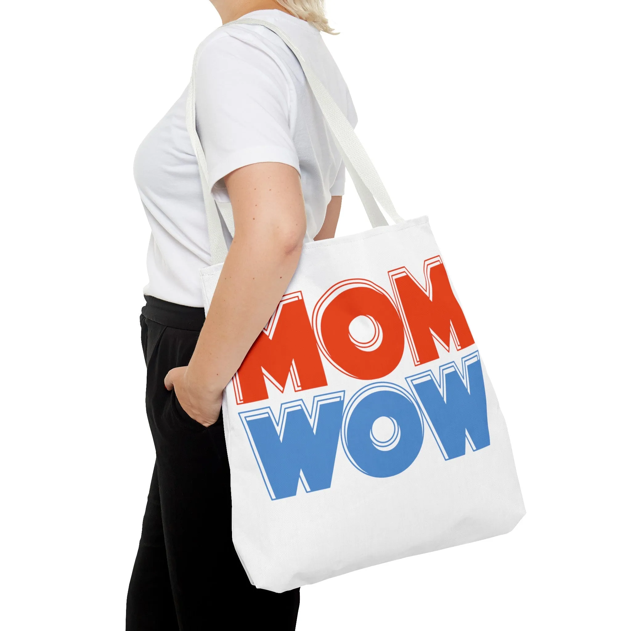 Mom Wow White Tote Bag (AOP)