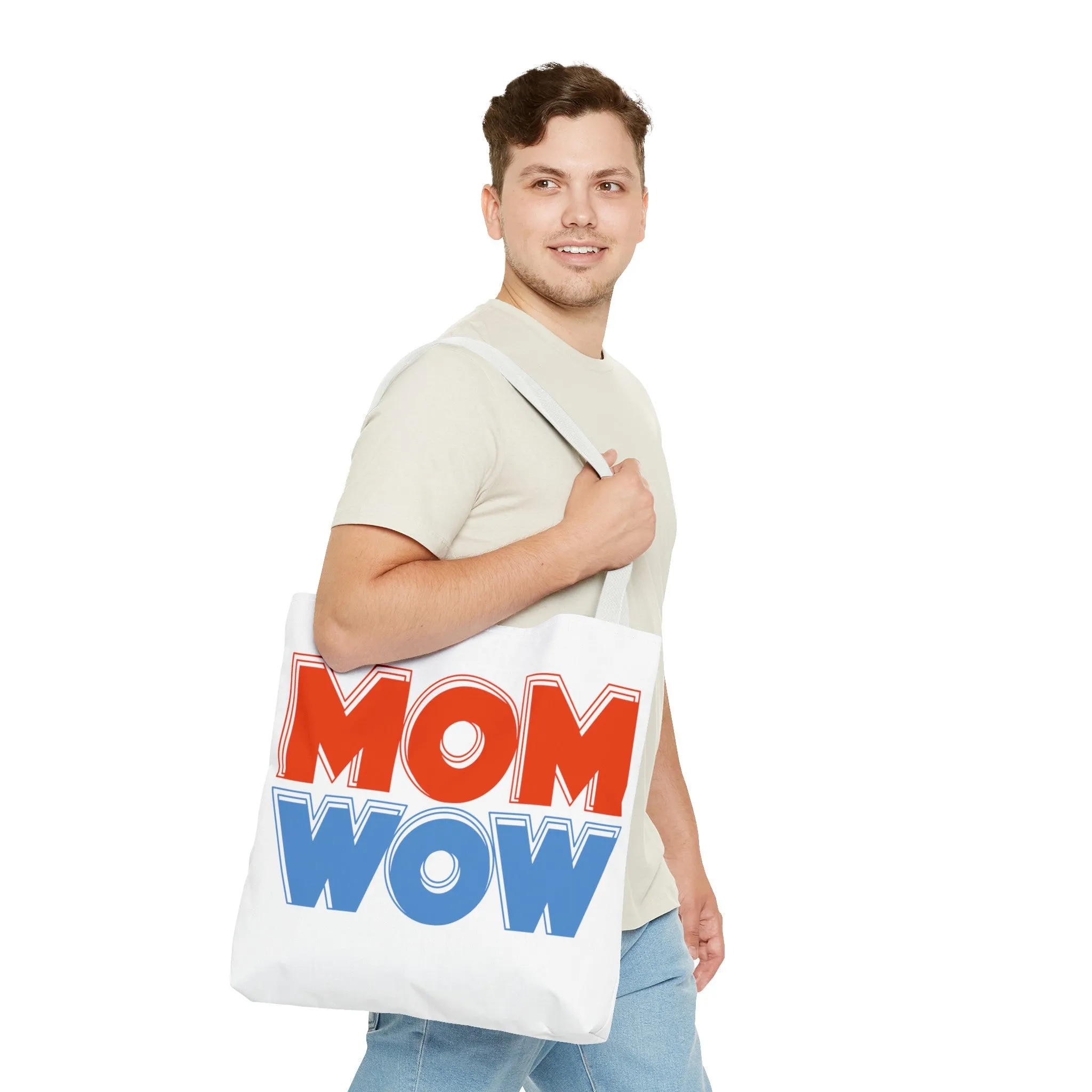 Mom Wow White Tote Bag (AOP)