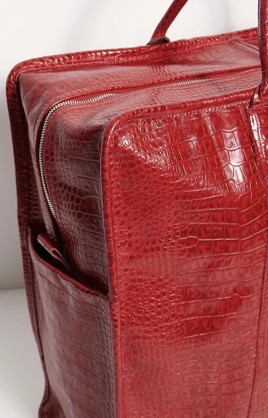 MOMO Red Crocodile Embossed Miami Mega Weekender