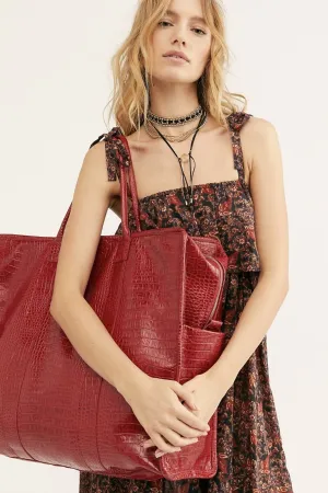 MOMO Red Crocodile Embossed Miami Mega Weekender