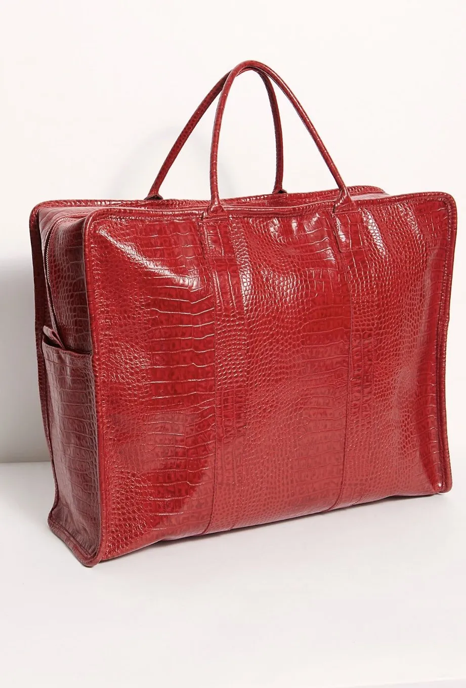MOMO Red Crocodile Embossed Miami Mega Weekender
