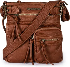 Montana West Crossbody Bag for Women Multi Pocket Shoulder Medium Travel Purses Ultra Soft Washed Leather