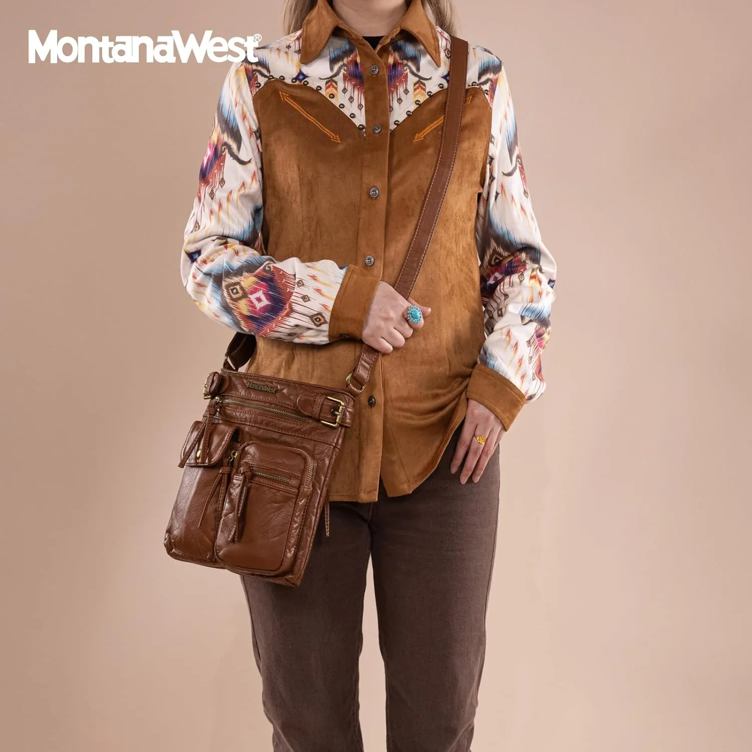 Montana West Crossbody Bag for Women Multi Pocket Shoulder Medium Travel Purses Ultra Soft Washed Leather