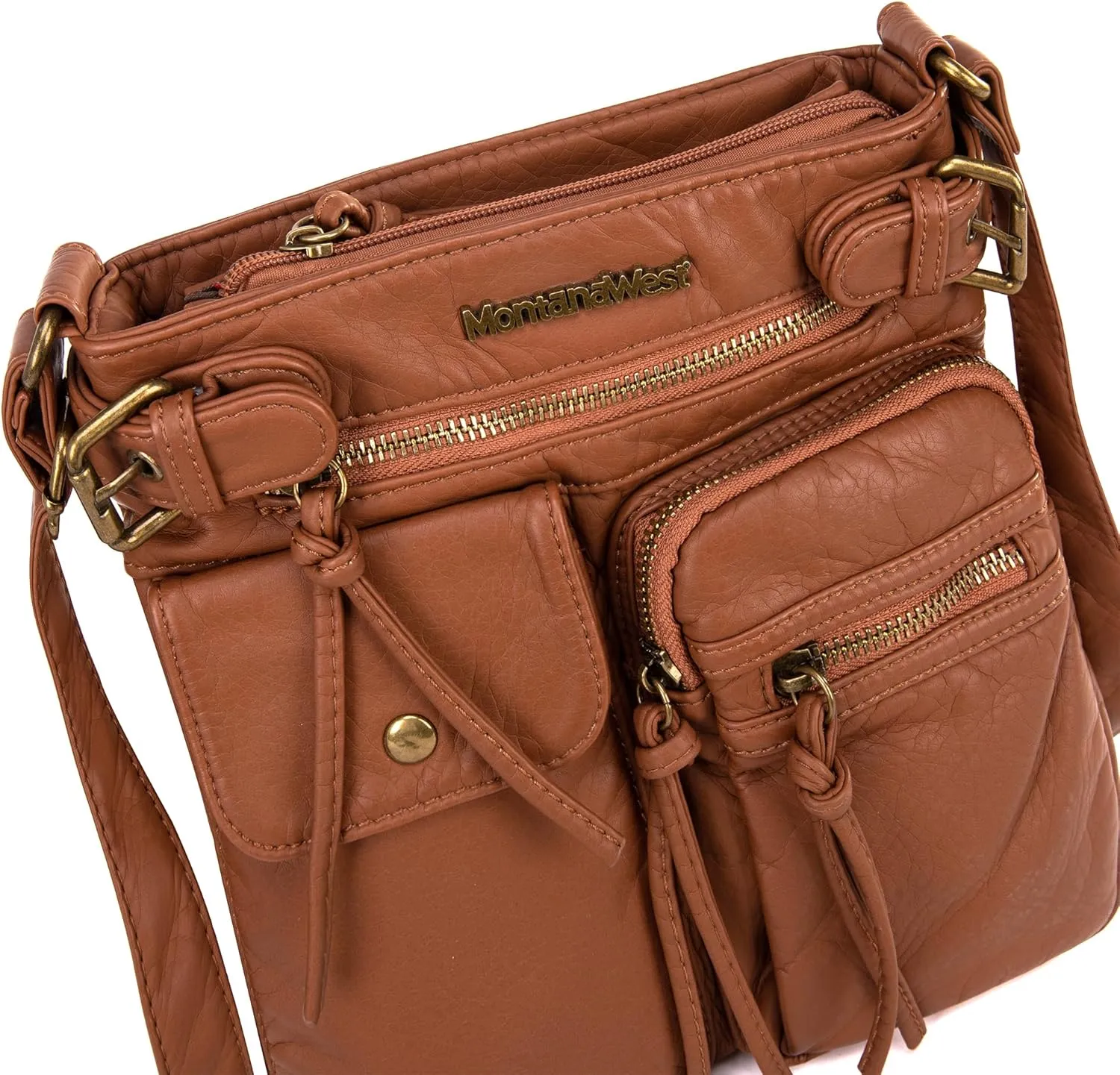 Montana West Crossbody Bag for Women Multi Pocket Shoulder Medium Travel Purses Ultra Soft Washed Leather