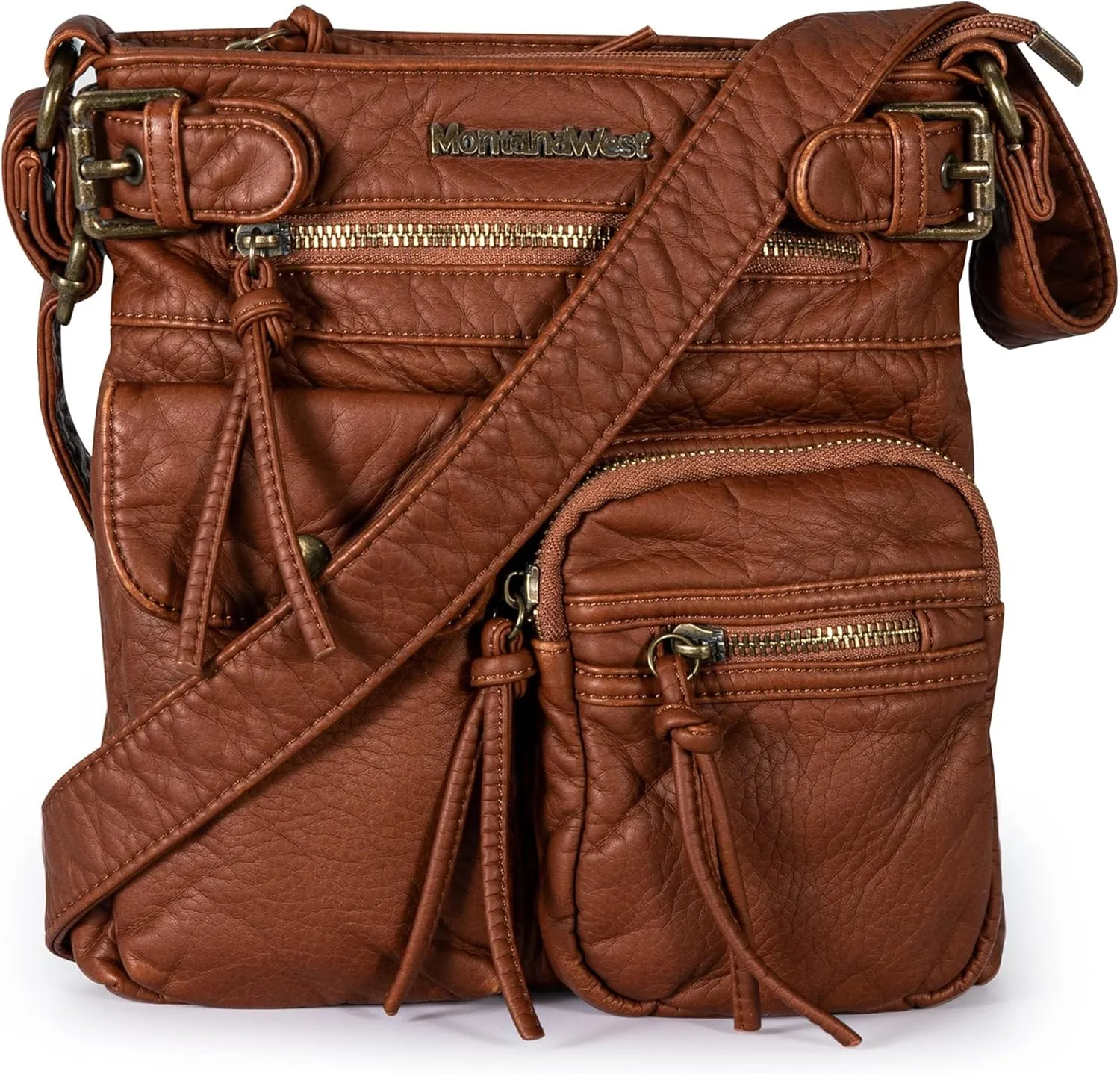 Montana West Crossbody Bag for Women Multi Pocket Shoulder Medium Travel Purses Ultra Soft Washed Leather