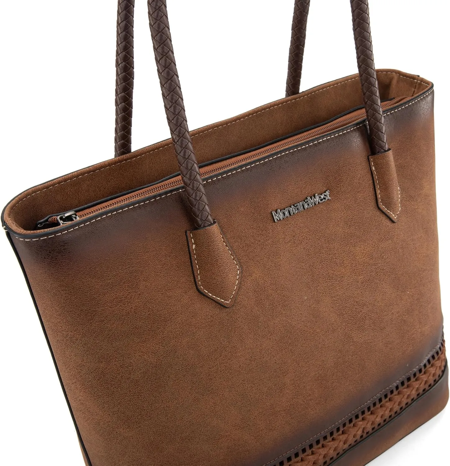 Montana West Woven Tote Bags for Women Medium Purses and Handbags with Concealed Carry Back Zipper Pocket