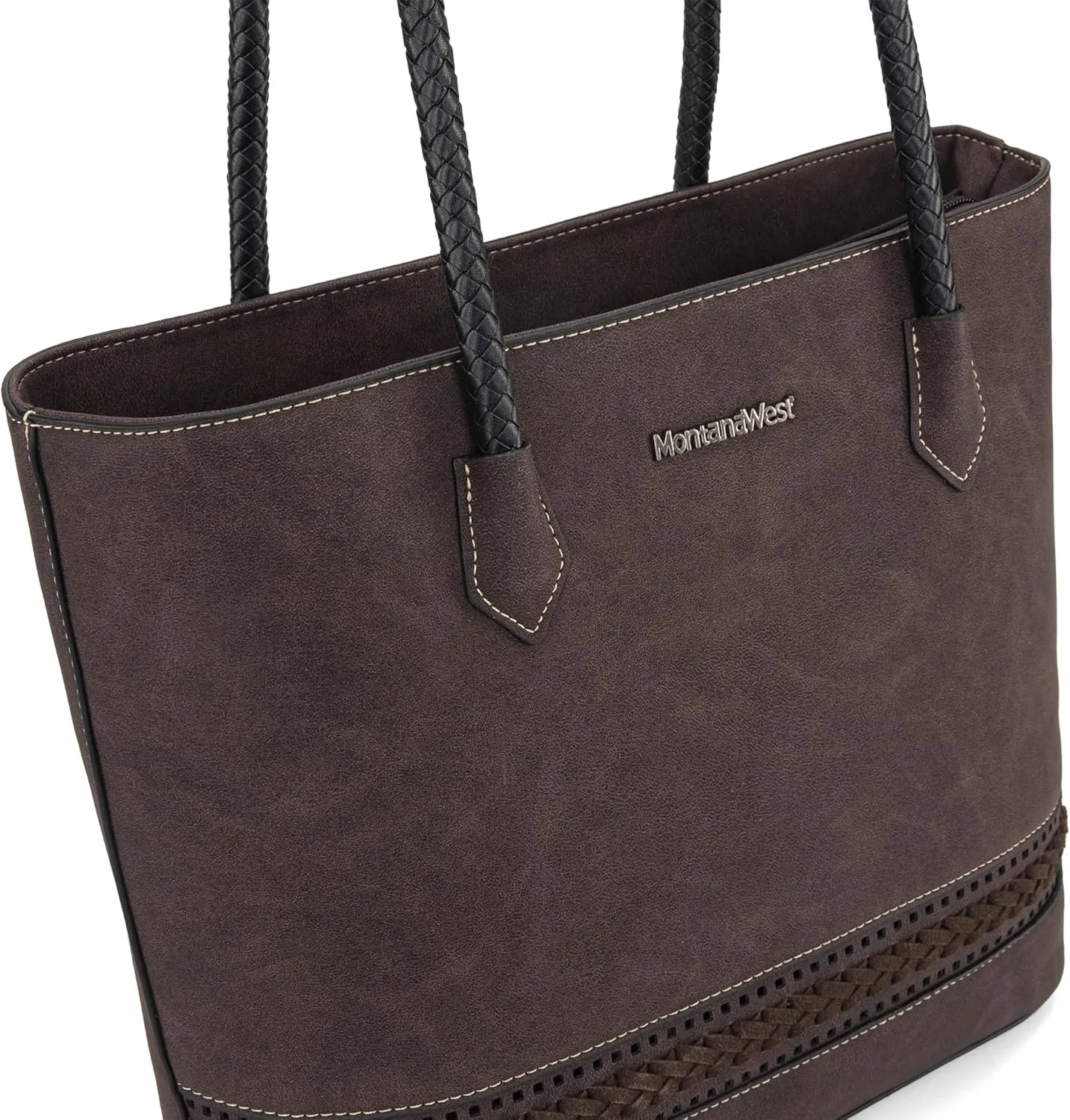 Montana West Woven Tote Bags for Women Medium Purses and Handbags with Concealed Carry Back Zipper Pocket